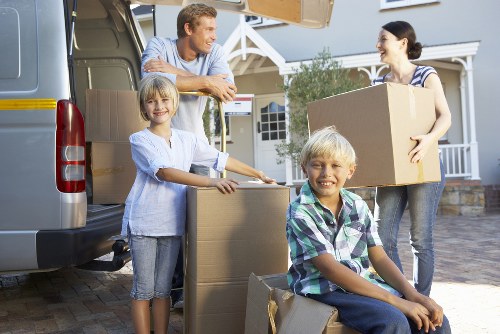 Moving van and parking access near Limehouse apartments