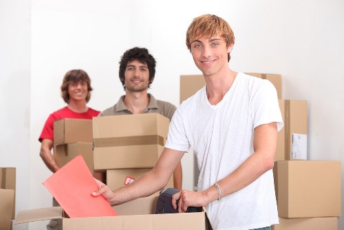 Boxes and furniture prepared for temporary storage