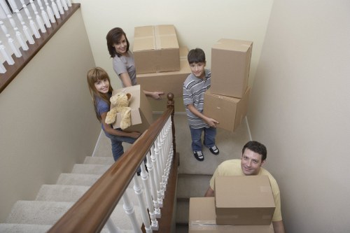 Organized furniture and boxes in Limehouse household storage